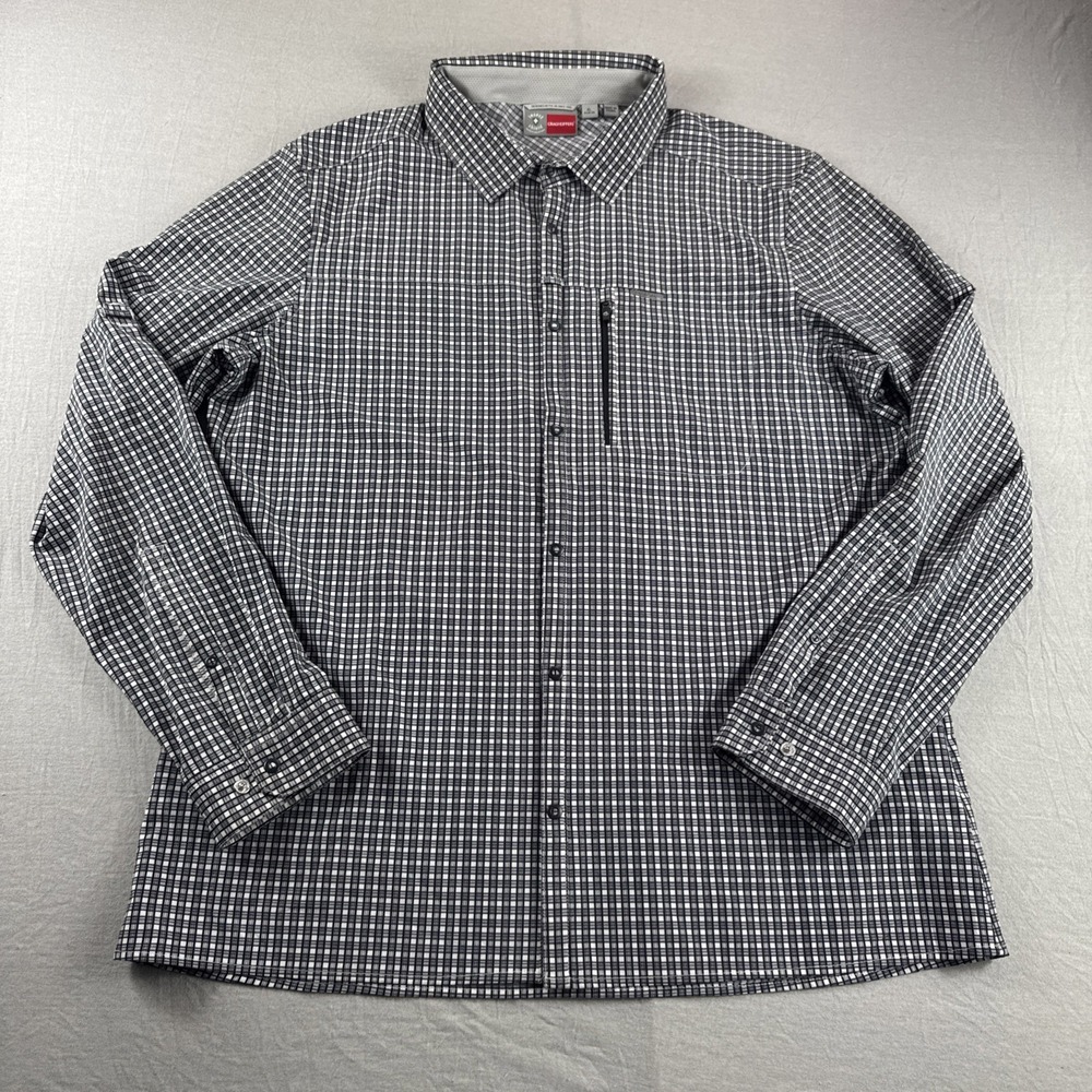 Craghoppers Shirt Mens XL Black Plaid Snap Insect Shield Outdoors Hiking READ